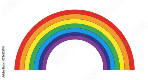 Vibrant Rainbow Arch Against White Background.