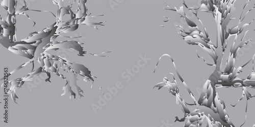 Abstract Gray Branching Structures with Gradual Tonal Variations.