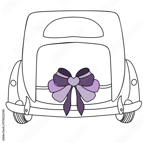 Back of cars with ribbon