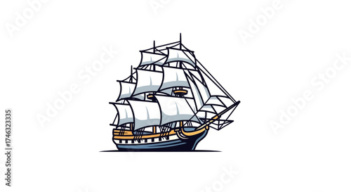 Vintage Sailing Ship Illustration.