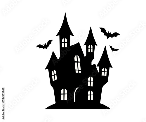 Halloween Haunted house silhouette.