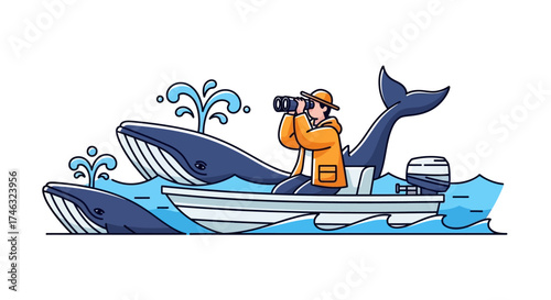 Whale Watching Tour Boat with Binoculars.