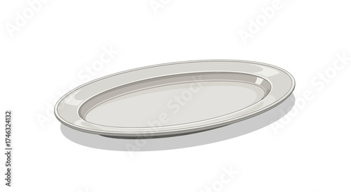 White Oval Serving Platter on White Background.