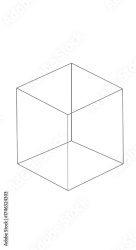 Wireframe Cube Geometric Shape.