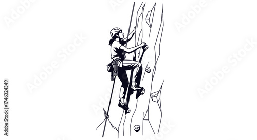 Woman climbing an indoor rock climbing wall.