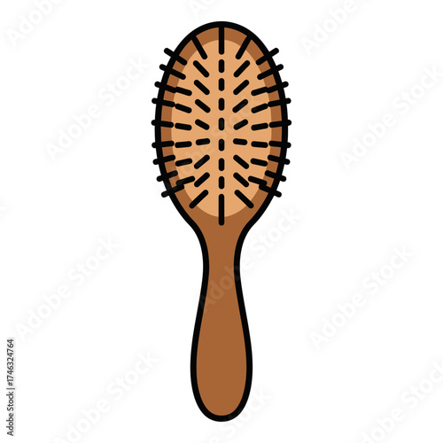 Wooden Hair Brush with Bristles.