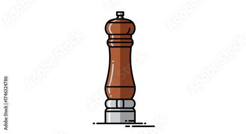 Wooden Pepper Mill with Metal Base.