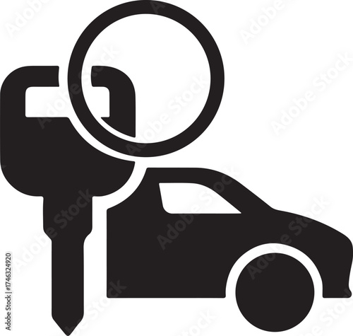 Car Key and Vehicle Icon Vector Illustration Automotive Security Car Rental Vehicle Access Transportation Service and Auto Dealership Design for Mobile App