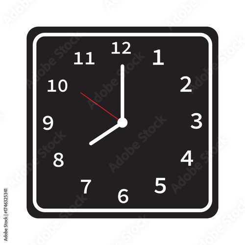 Minimalist wall clock icon isolated on white background. Simple and clean vector illustration, perfect for time related concepts, schedules, punctuality themes, and graphic design projects.