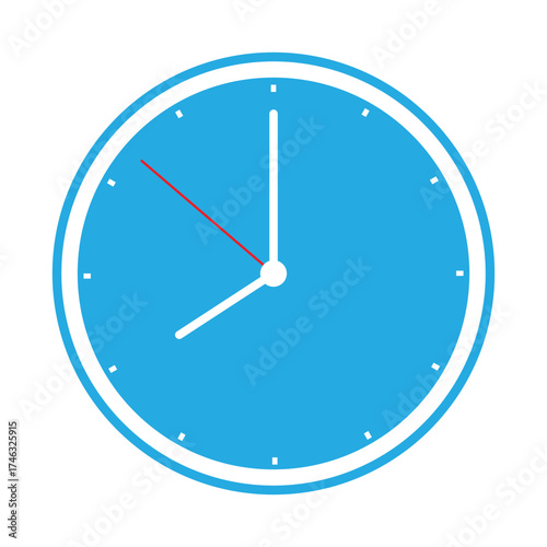 Blue colour clock icon Flat Design Vector Illustration for Business & Time Management.