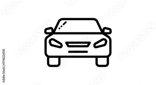 Front view of a car depicted as a simple, clean line art drawing on a white background.
