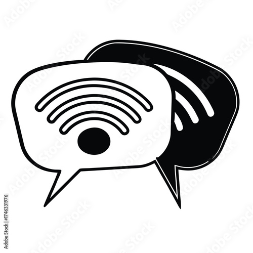 Communication icon merging a speech bubble with a wi fi signal