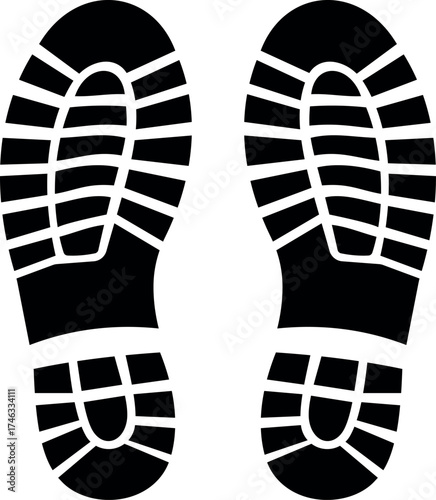 Shoe footprint silhouette isolated on white background