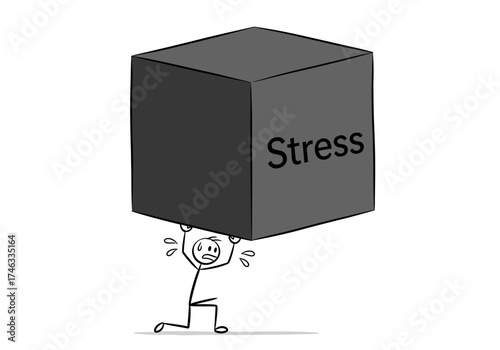 Stick Figure Struggling Under the Weight of Stress.