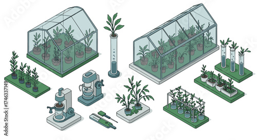 Isometric greenhouse and laboratory equipment for plant science research