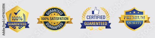 premium-quality and guaranteed satisfaction badges for business. guarantee badges isolated on white 
background. Elegant gurantee seal or badge vector illustration