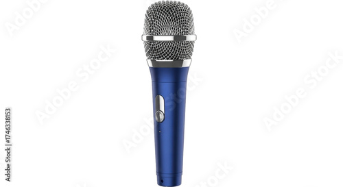 Konstfotografi Isolated blue handheld microphone for podcasting, stage, presentation, music, sp
