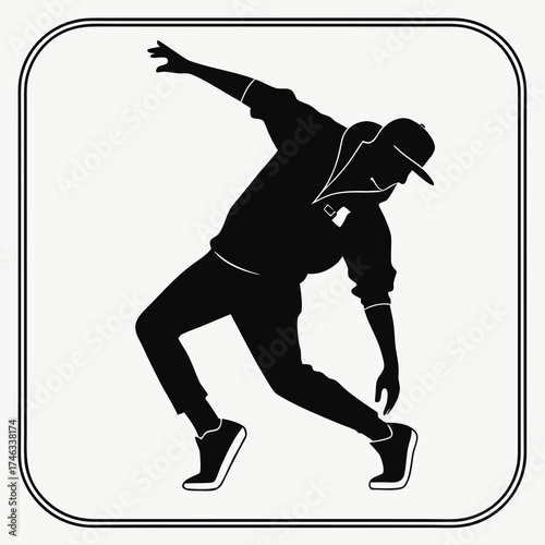 Vector art of silhouette of a hip hop dancer in a dynamic pose