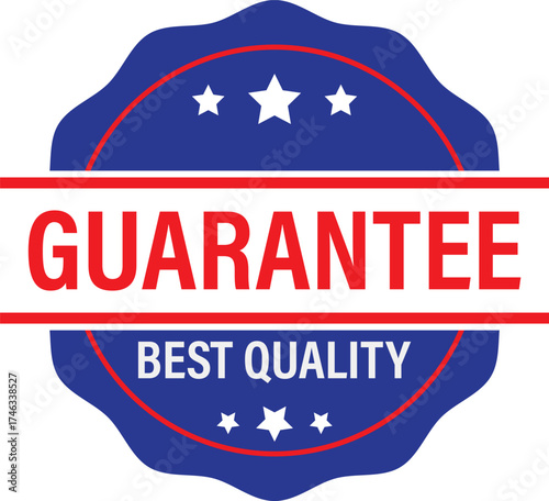 Premium Guarantee Seal. A blue and red seal with stars and the text GUARANTEE and BEST QUALITY. 
A guarantee best quality badge. Guarantee best quality badge isolated on white background