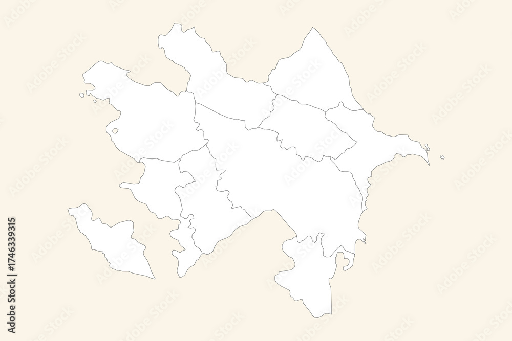 Fototapeta premium Vector graphic artwork suitable for print and web containing flat detailed map of AZERBAIJAN