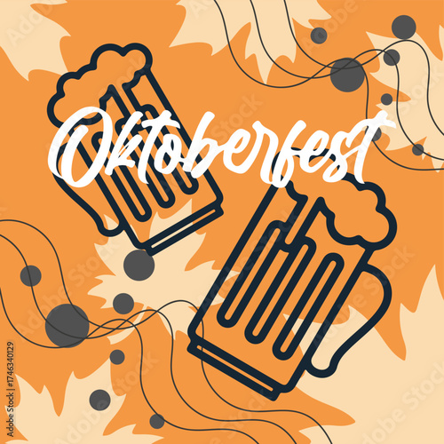 oktoberfest vector logo or label,beer festival design background ilustration.  