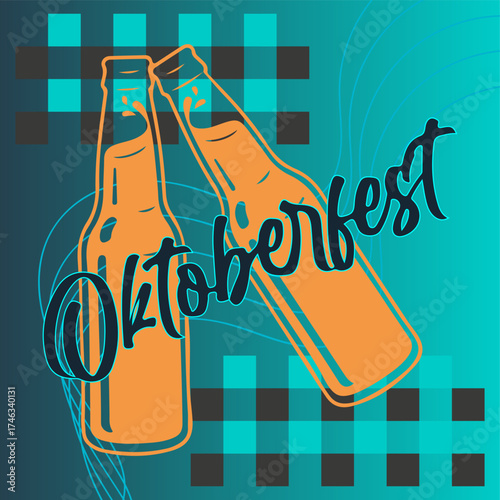 oktoberfest vector logo or label,beer festival design background ilustration.  