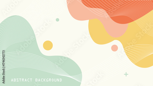 Abstract Bright Background with Flowing Waves and Organic Shapes - Perfect for Modern Branding, Posters, and Digital Art, Showcasing Yellow, Coral Tones with Delicate Dot Patterns