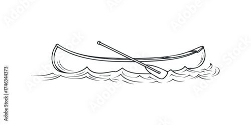Canoe with Paddle on Water