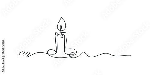Single Line Drawing of a Burning Candle Flame