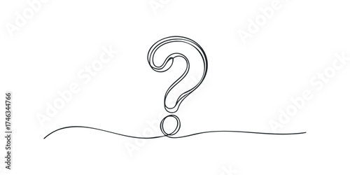 Single Line Drawing of a Question Mark on a White Background