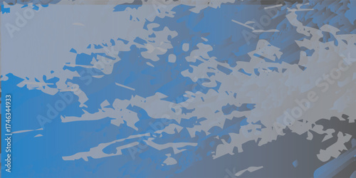 Abstract Blue and Gray Irregular Shapes Digital Painting.