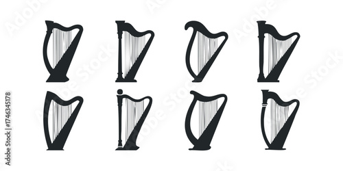 Collection of Harp Silhouettes