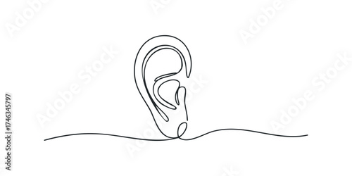 Single continuous line drawing of a human ear