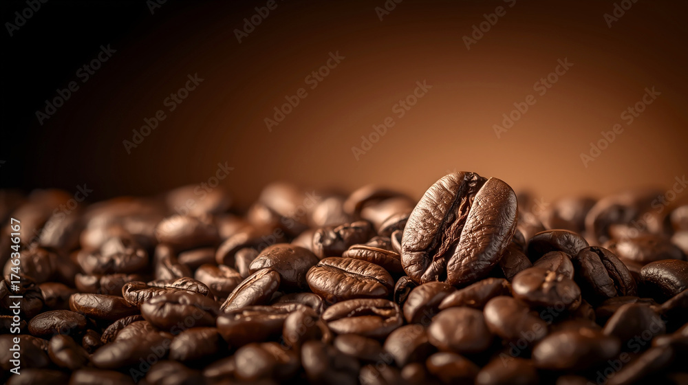 Obraz premium Pile of roasted coffee beans