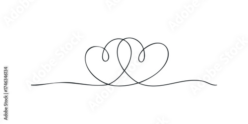 Two intertwined heart shapes connected by a continuous line
