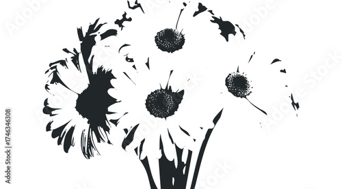 Black and White Floral Arrangement Against White