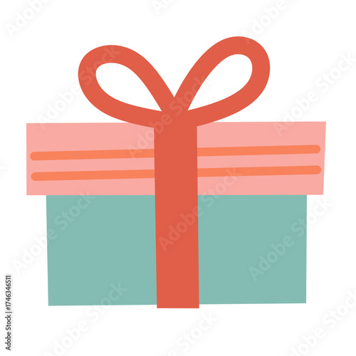 Wrapped Gift Box in Flat Cute Style for Holiday Season