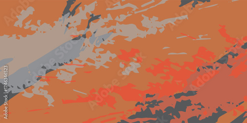 Abstract Orange and Gray Camouflage Pattern with Irregular Shapes.