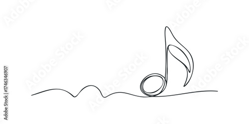 Single line drawing of a musical eighth note