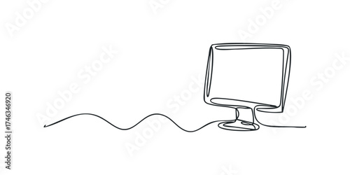 Single line drawing of a vintage computer monitor