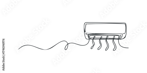 Minimalist single line drawing of an air conditioner unit