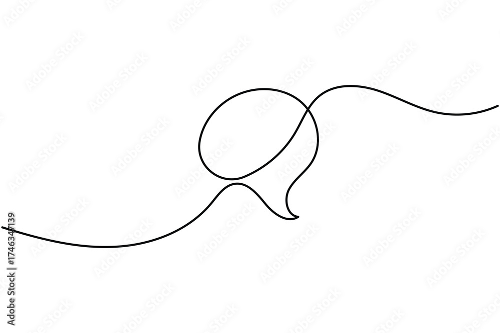 Obraz premium Chat speech bubble continuous one line drawing minimalist communication and message vector illustration