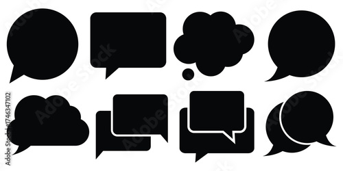 Quote box frame, big set. Quote text in speech bubble. Quote box icon. Vector illustration
