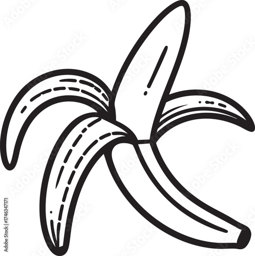 Banana Skin Silhouette | Black Vector Illustration Artwork