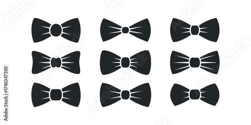 Collection of Nine Black Bow Tie Icons