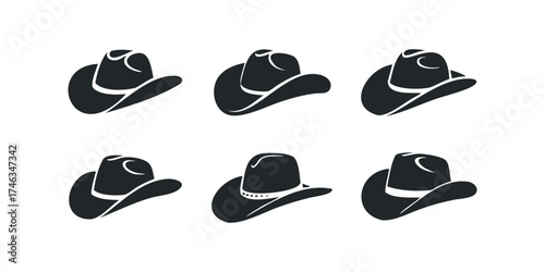 Six Cowboy Hats Silhouettes Collection
