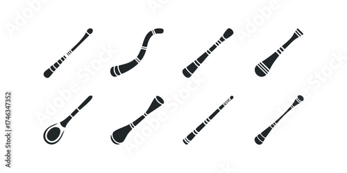 Collection of Diverse Woodwind Musical Instruments Silhouettes