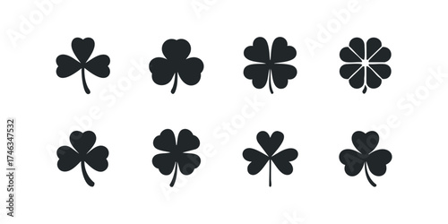 Collection of lucky clover and four leaf symbols