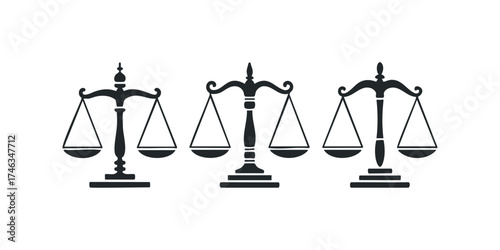 Three Justice Scales Silhouette Collection