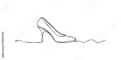 Single line drawing of elegant high heel shoe
